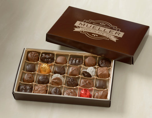 24-piece Assorted Chocolates Gift Box: A luxurious selection of handpicked milk and dark chocolates, elegantly presented for any occasion.