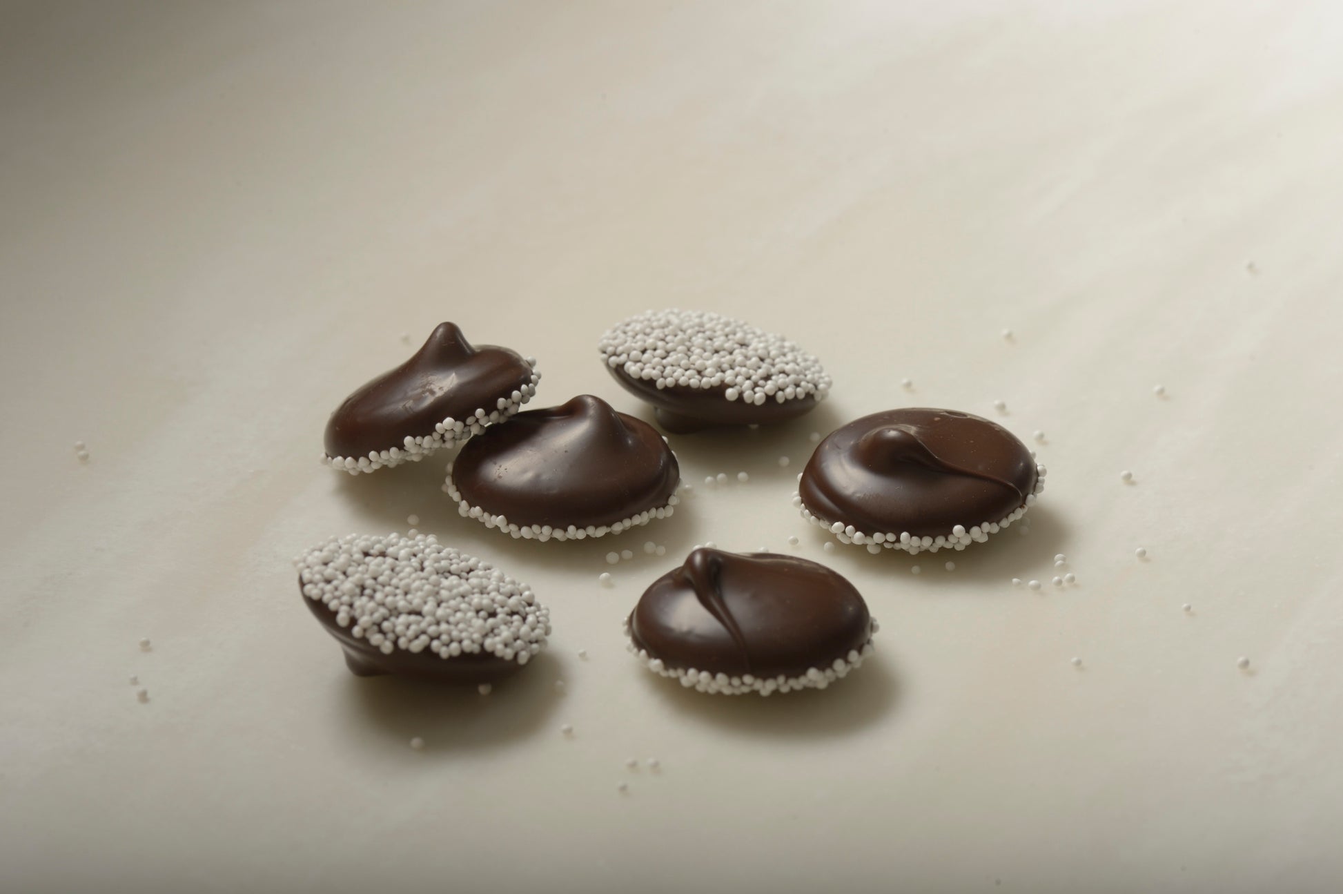 Handmade Dark Chocolate Nonpareils with White Seeds - Gourmet Chocolate Treats