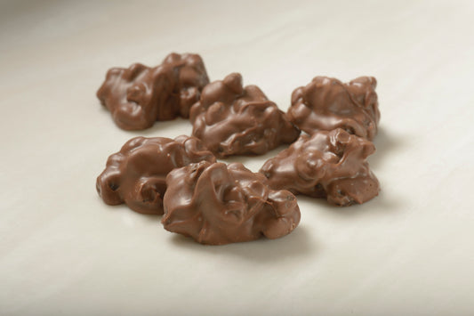 Image: Sugar-Free Milk Chocolate Raisin Clusters - A guilt-free treat with natural raisins covered in sugar-free milk chocolate.