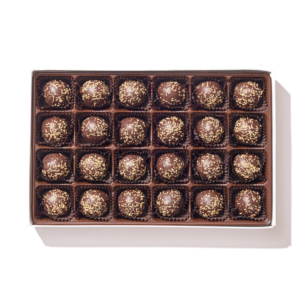 Dark Chocolate Coconut Truffle Gift Box – 24 Piece - Handmade Chocolate | Mueller Chocolate Co.