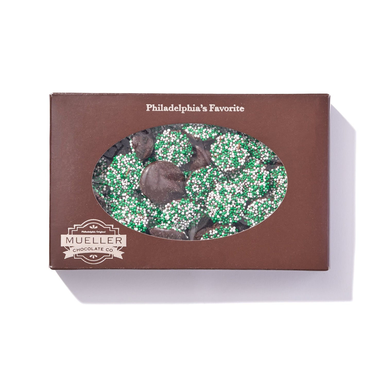 Dark Chocolate Green & White Nonpareils - Handmade Gift Box | Mueller Chocolate Co.
