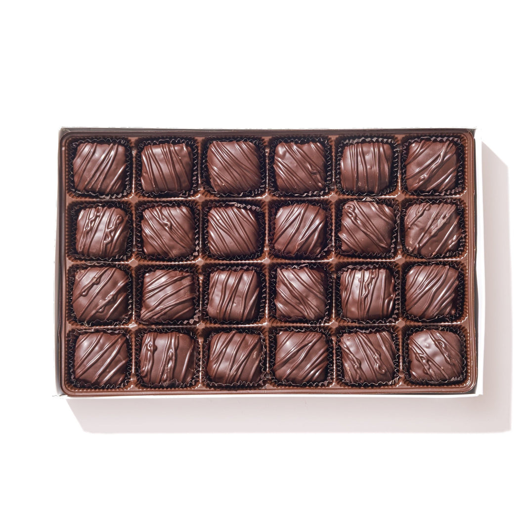 Dark Chocolate Raspberry Jellies Gift Box – 24 Piece - Handmade Chocolate | Mueller Chocolate Co.
