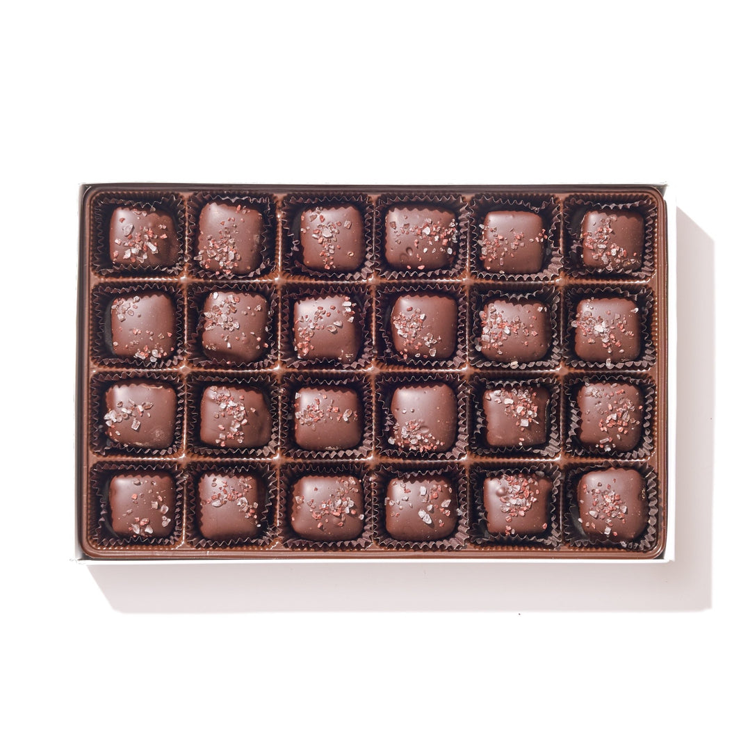Dark Chocolate Sea Salt Caramel 24 Piece box - Handmade Gift Box | Mueller Chocolate Co.
