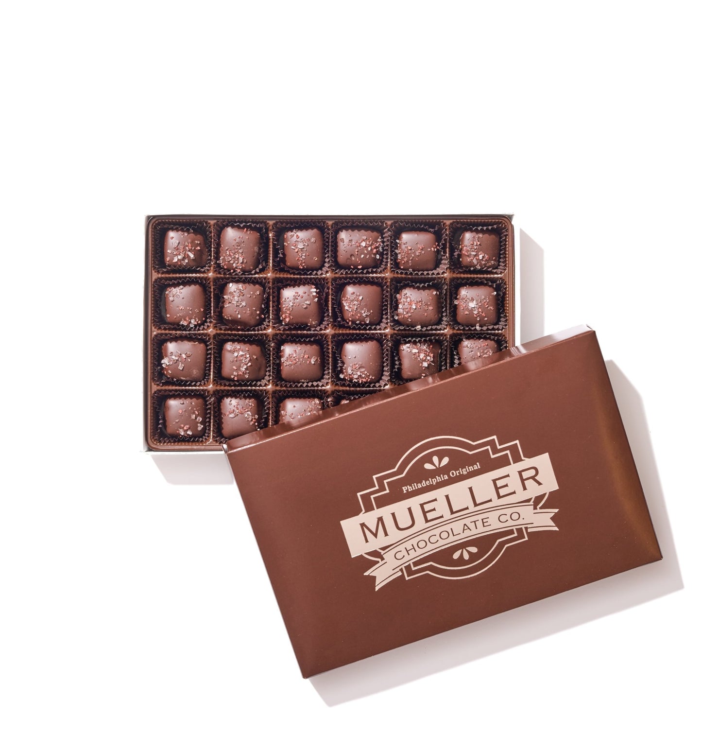 Dark Chocolate Sea Salt Caramel 24 Piece box - Handmade Gift Box | Mueller Chocolate Co.