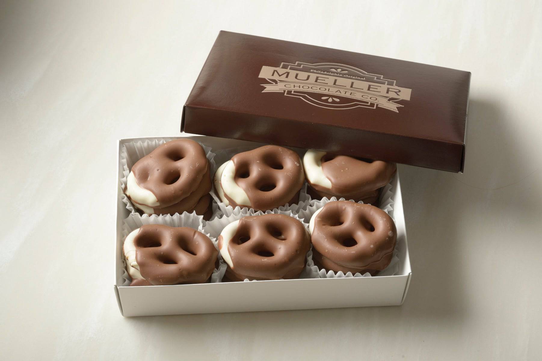 Half-Dipped White & Milk Chocolate Covered Pretzel Gift Box (18 Pieces)