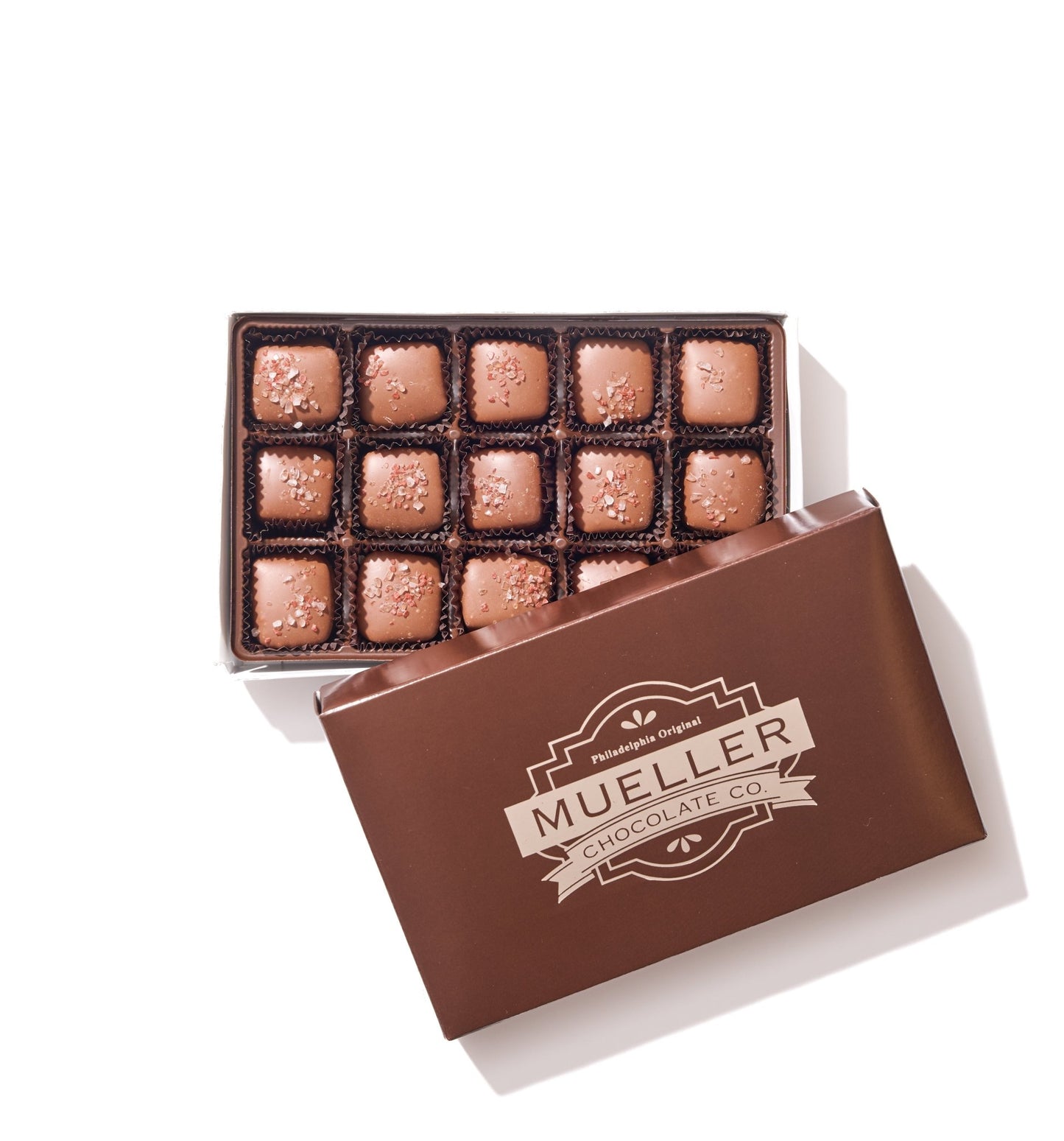 Milk Chocolate Sea Salt Caramels 15 Piece Box - Handmade Gift Box | Mueller Chocolate Co.