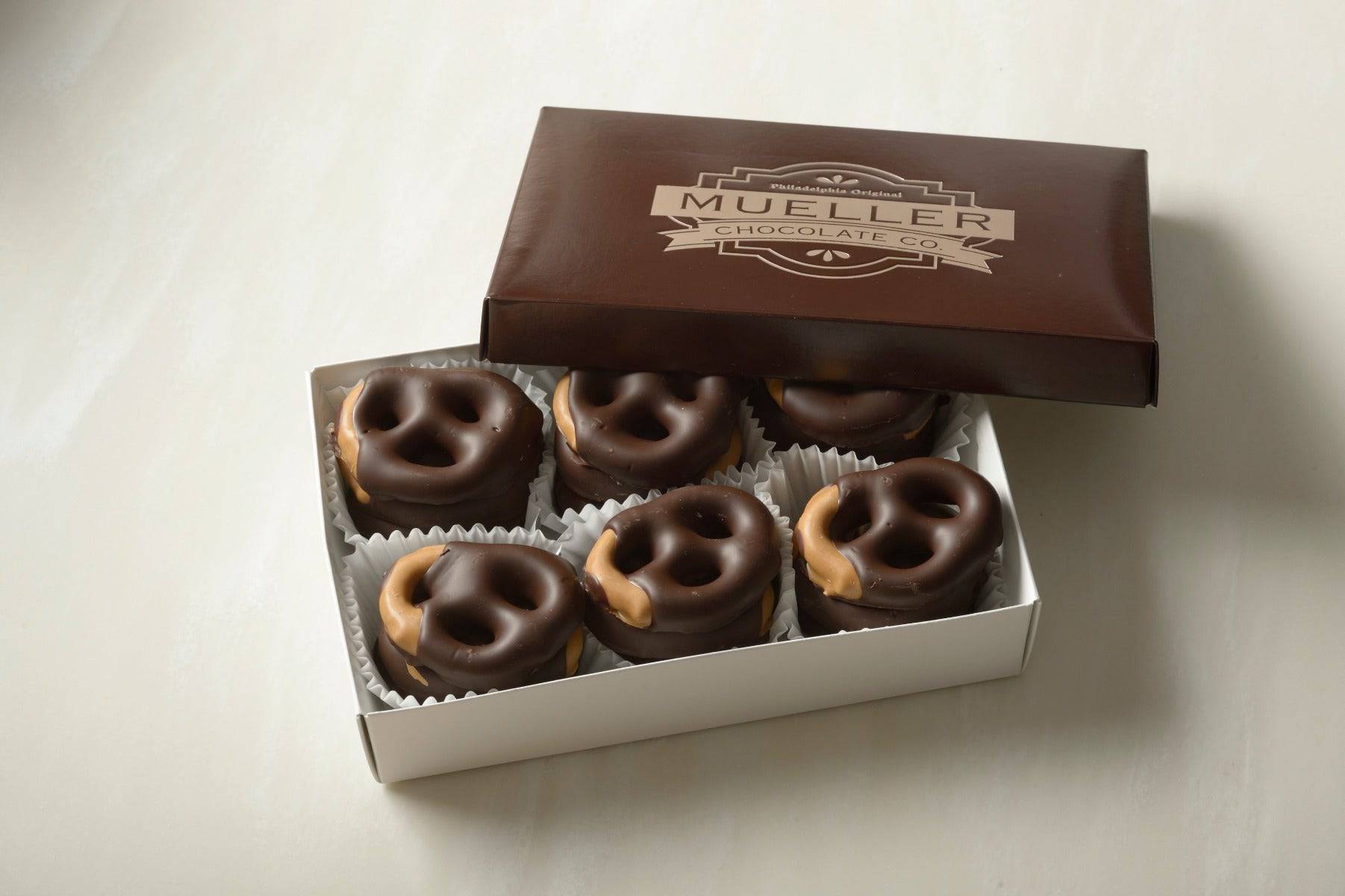 Half-Dipped Peanut Butter & Dark Chocolate Covered Pretzel Gift Box (18 Pieces)