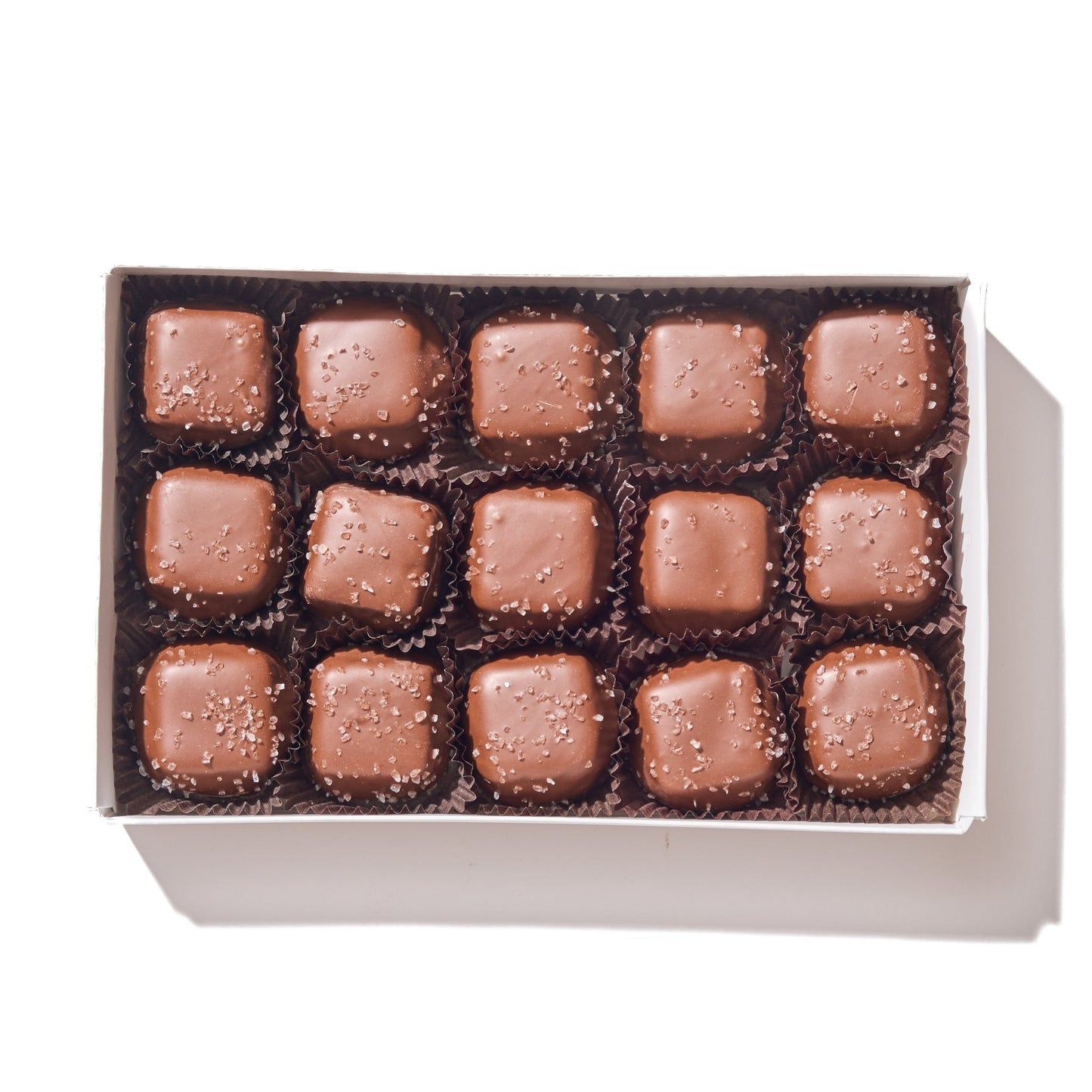 Sugar Free Milk Chocolate Sea Salt Caramels – 15 Piece Gift Box - Handmade | Mueller Chocolate Co.