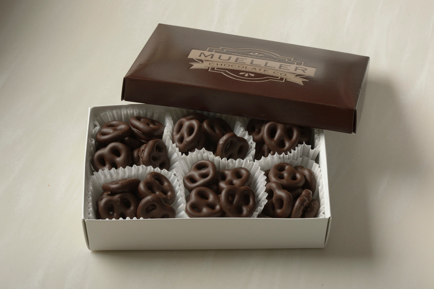 Dark Chocolate Covered Mini Pretzels | Mueller Chocolate Co.