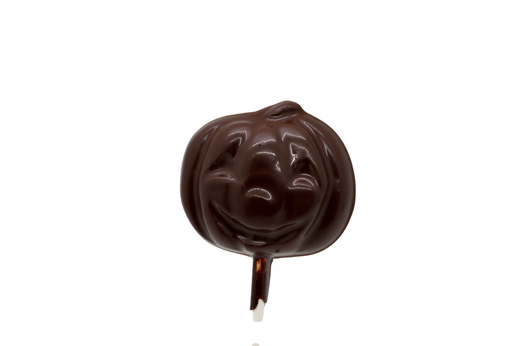 Savor the richness of our Dark Chocolate Smiling Pumpkin Pop on a festive stick – a decadent and delightful treat for your Halloween favors!