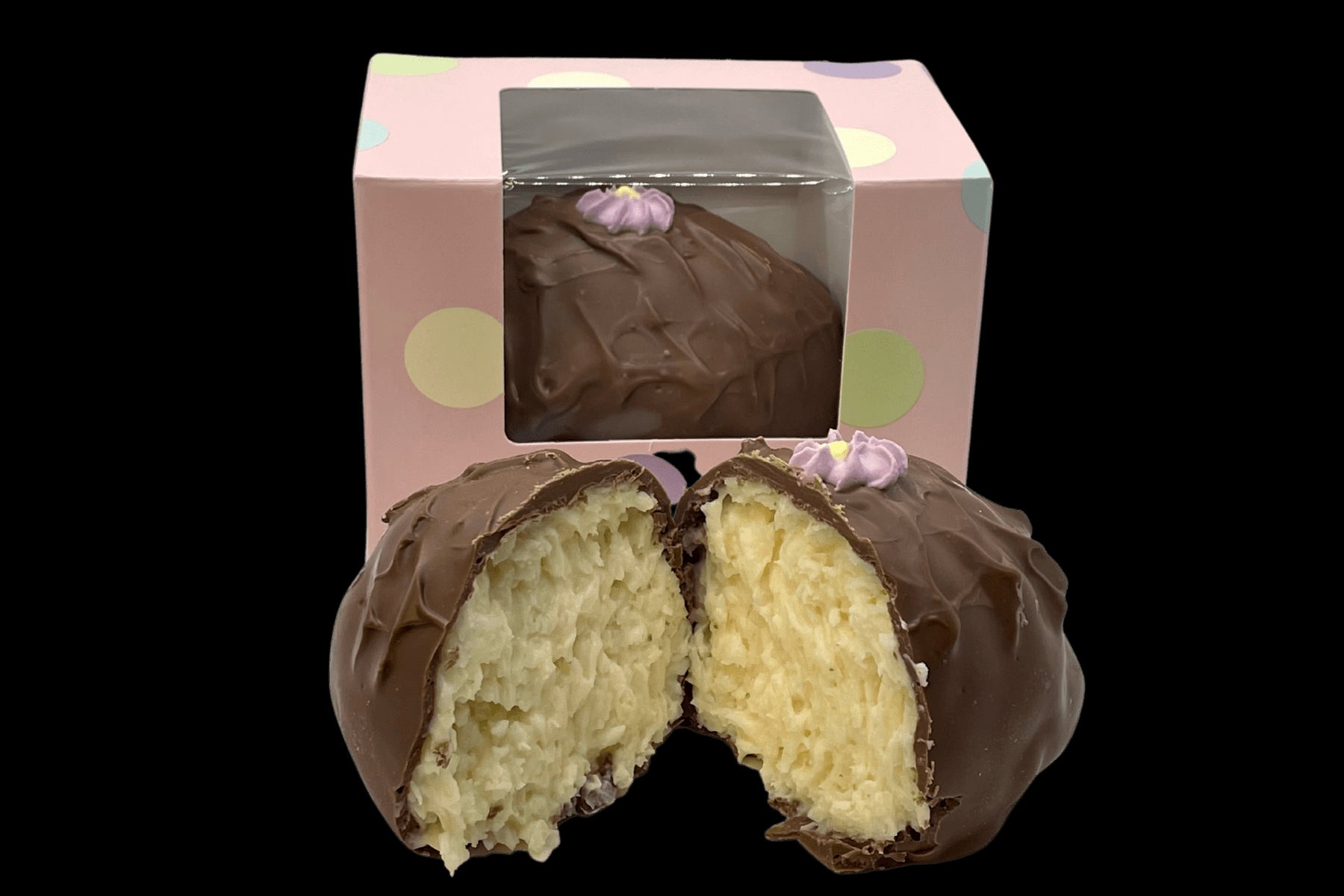 8 Oz Milk Chocolate Coconut Cream Easter Egg - Handmade Chocolate | Mueller Chocolate Co.