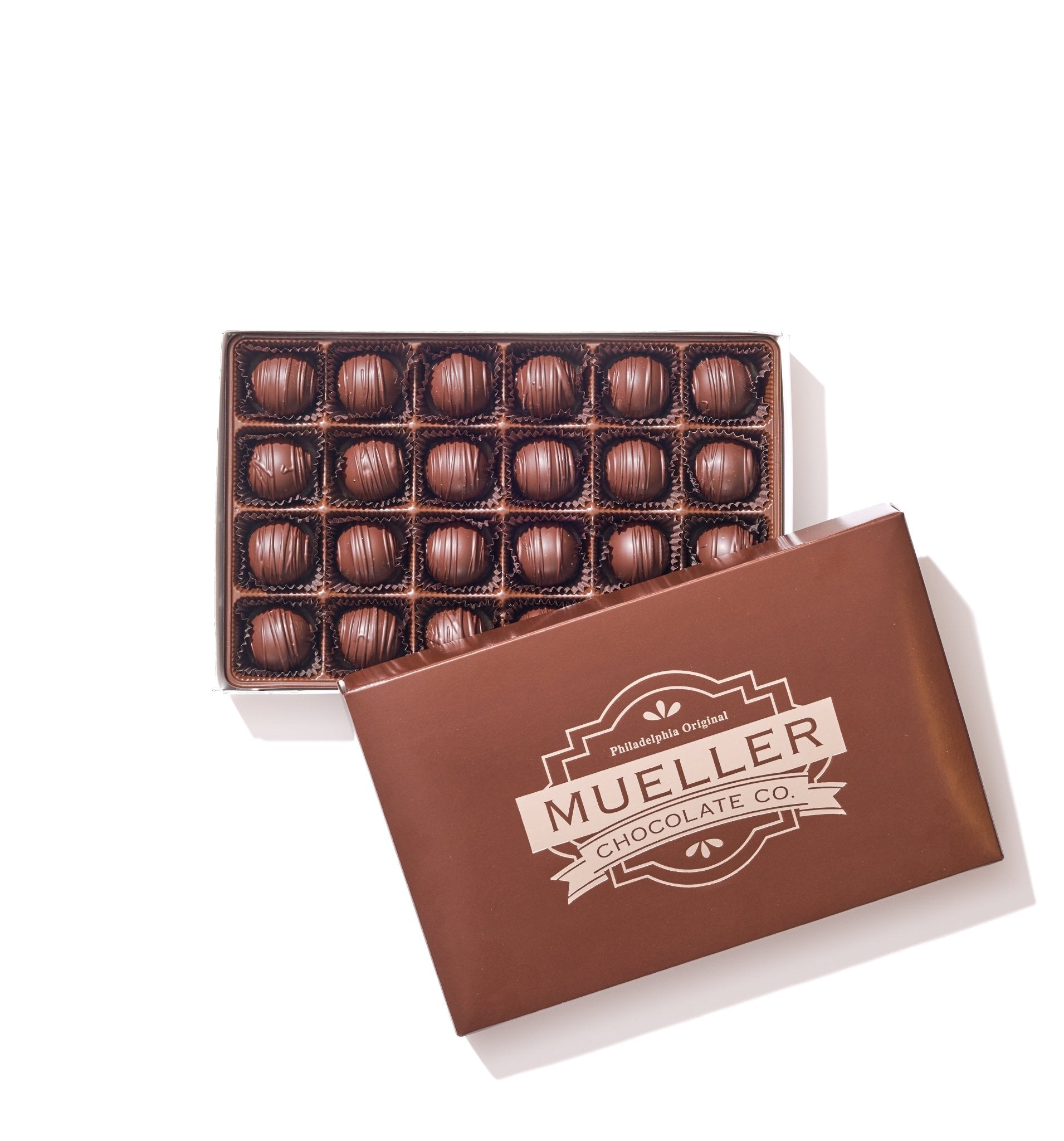 Dark Chocolate Champagne Truffle Gift Box – 24 Piece - Handmade Chocolate | Mueller Chocolate Co.