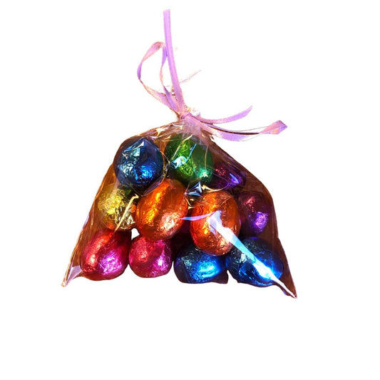 Dark Chocolate Foiled Egg gift bags - Handmade Chocolate | Mueller Chocolate Co.