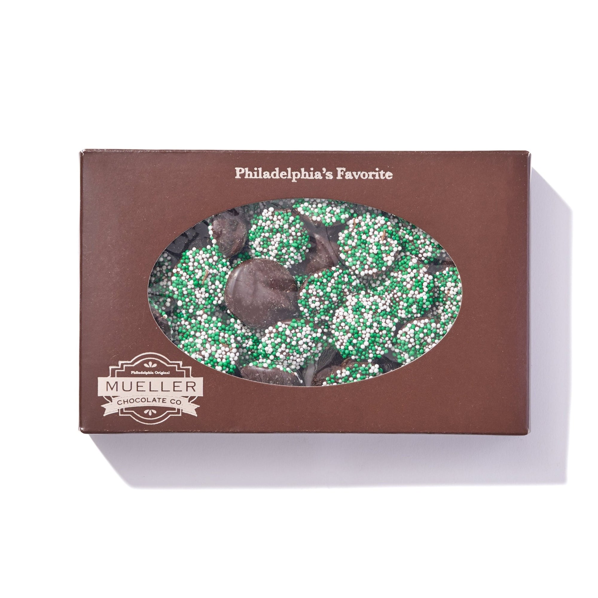 Dark Chocolate Green & White Nonpareils - Handmade Gift Box | Mueller Chocolate Co.