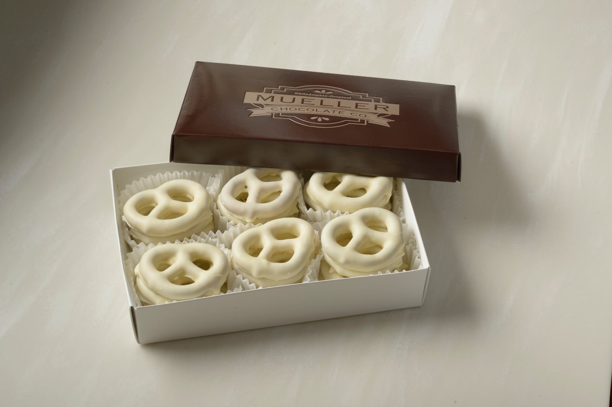 Gourmet White Chocolate Covered Pretzels | Mueller Chocolate Co.