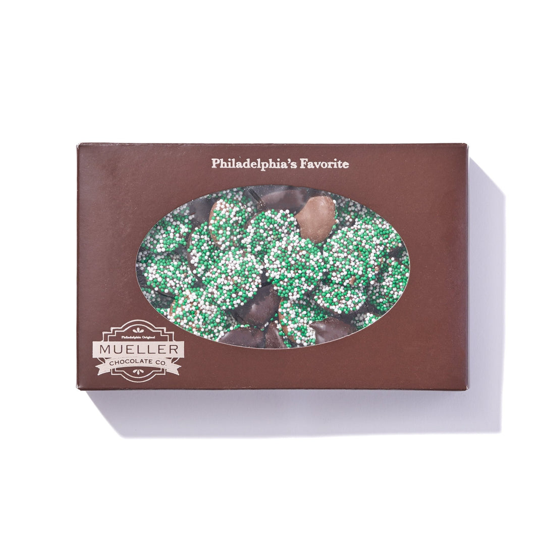 Green and White Nonpareils (Milk and Dark) - Handmade Gift Box | Mueller Chocolate Co.