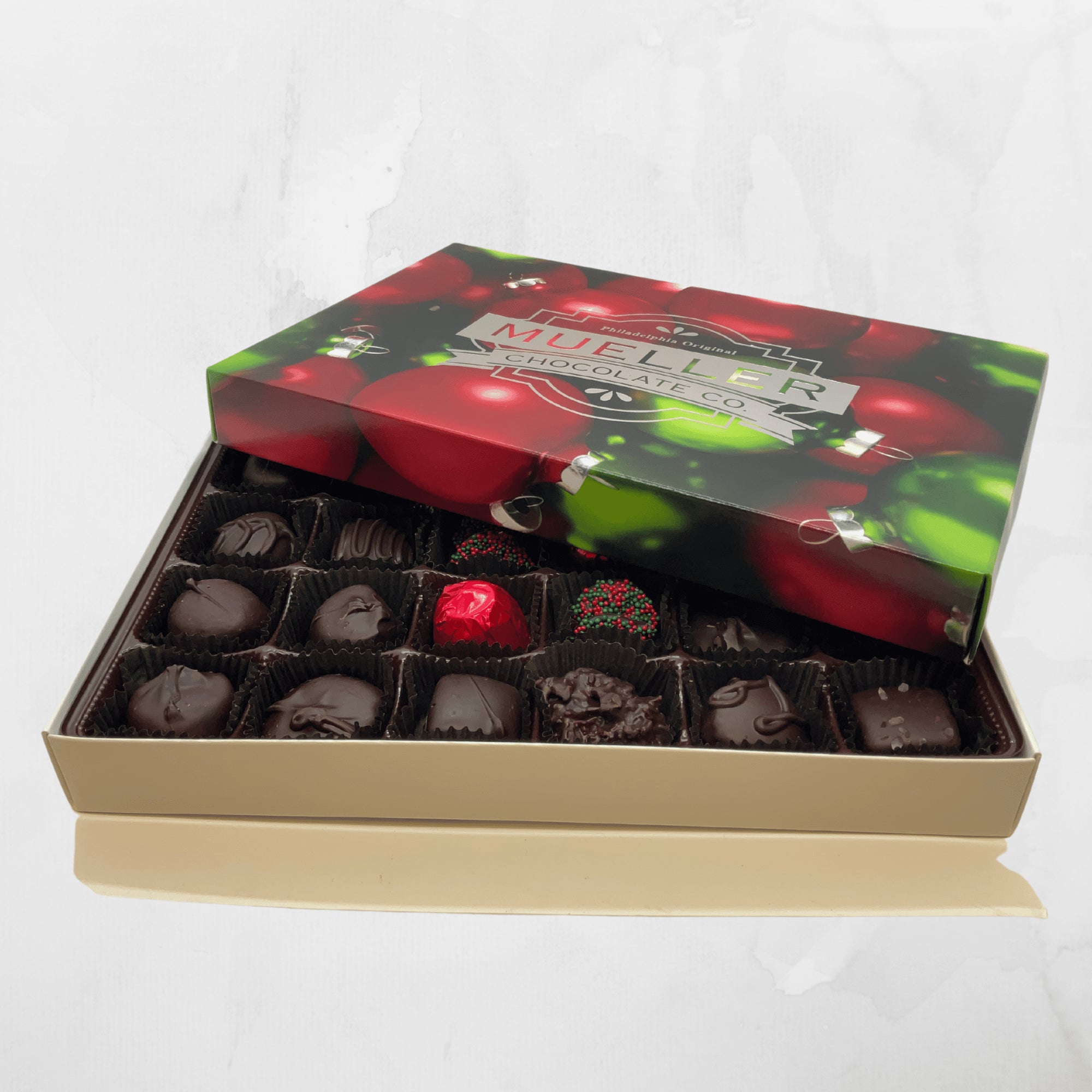 Holiday 24 pc Dark Chocolate Assortment Gift Box - Handmade | Mueller Chocolate Co.