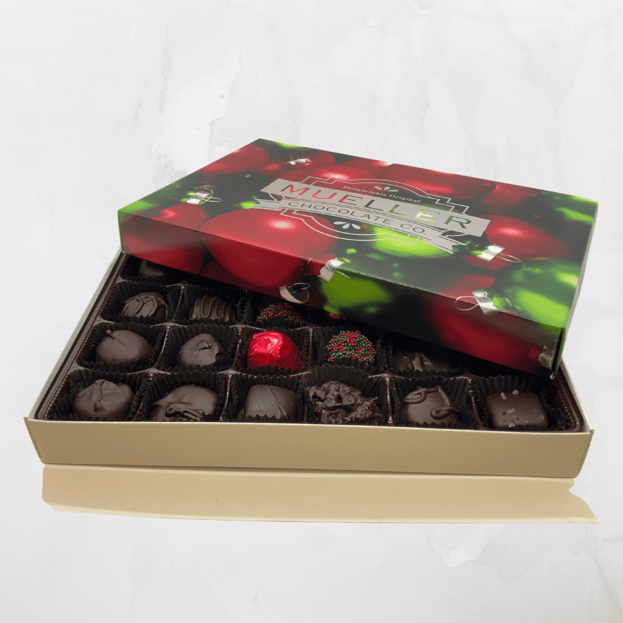 Holiday 24 pc Dark Chocolate Assortment Gift Box - Handmade | Mueller Chocolate Co.