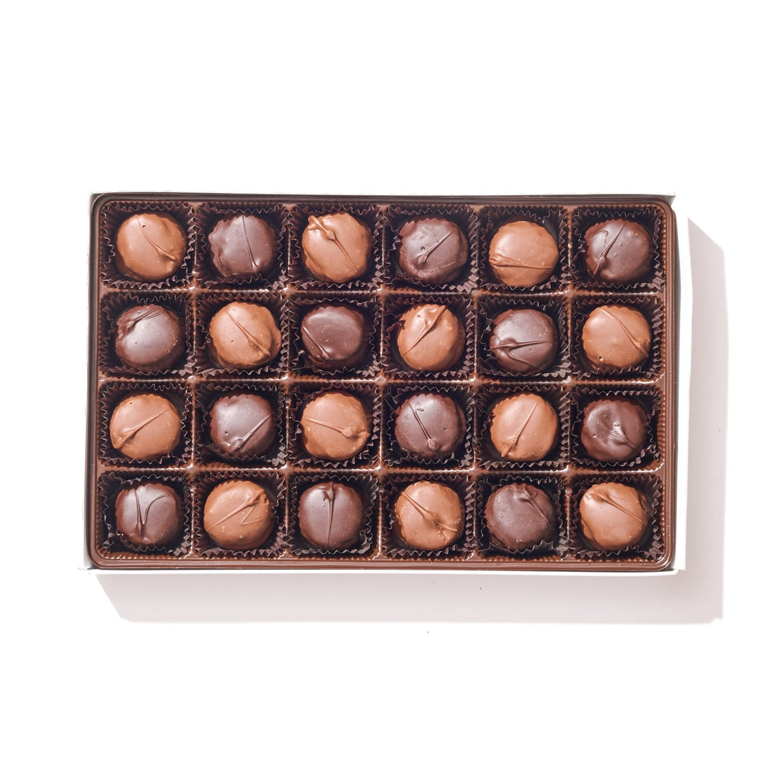 Milk and Dark Chocolate Buttercreams Gift Box – 24 Piece - Handmade | Mueller Chocolate Co.