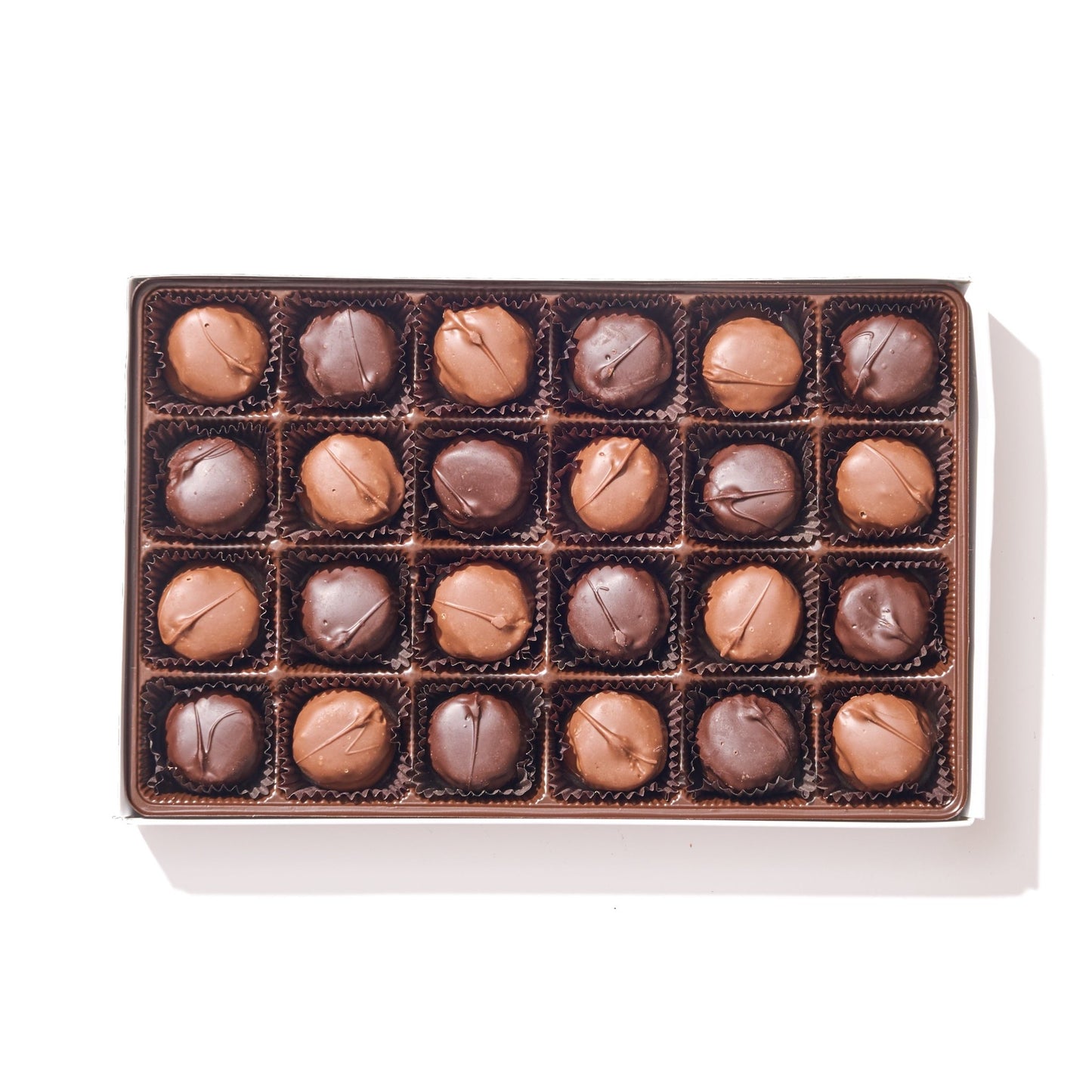 Milk and Dark Chocolate Buttercreams Gift Box – 24 Piece - Handmade | Mueller Chocolate Co.