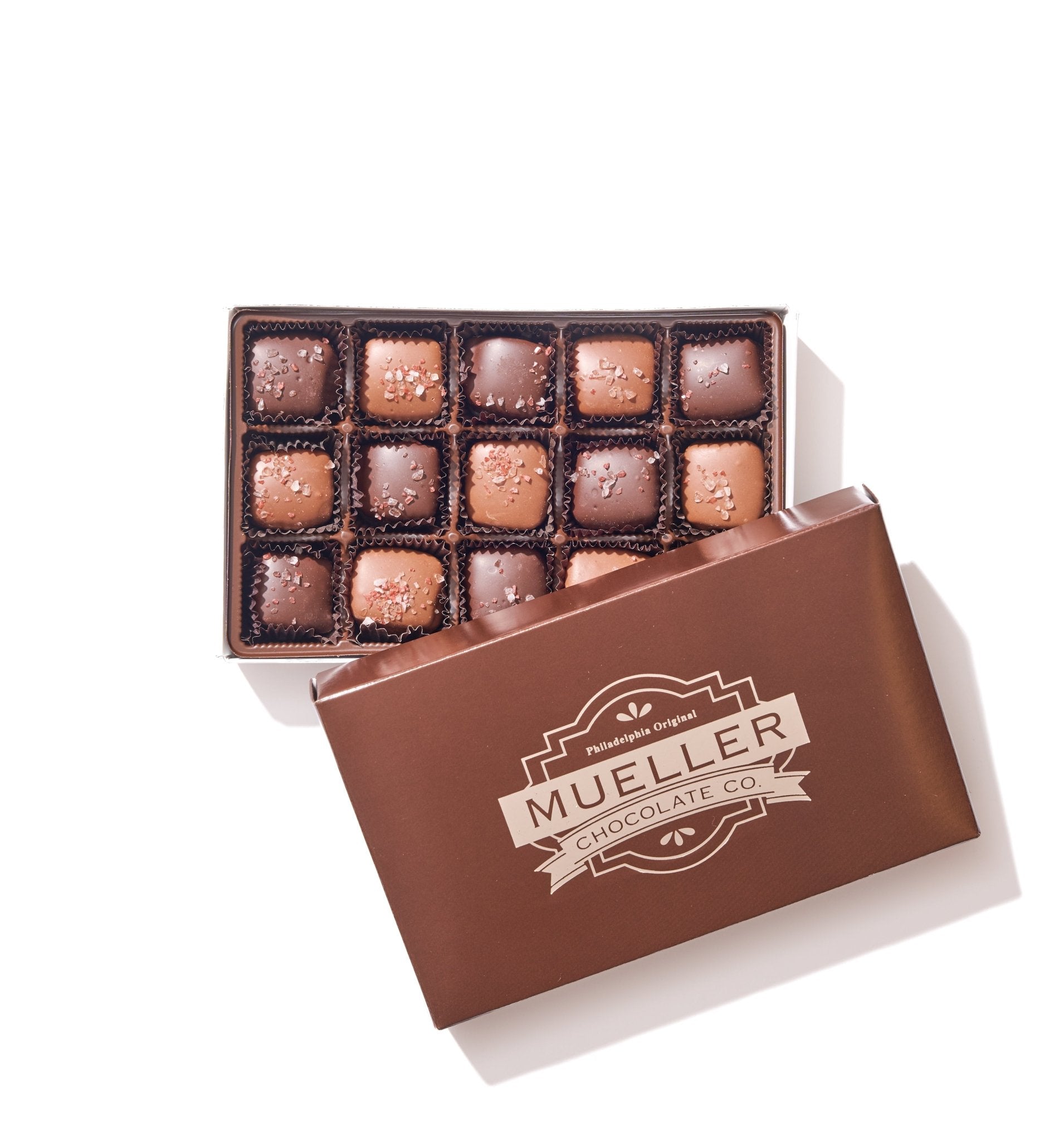 Milk and Dark Sea Salt Caramel - 15 Piece Gift Box - Handmade Gift Box | Mueller Chocolate Co.