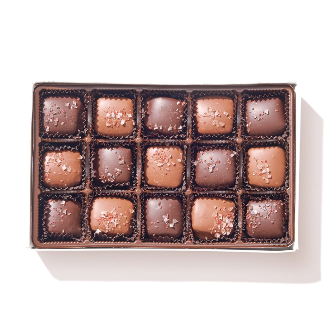 Milk and Dark Sea Salt Caramel - 15 Piece Gift Box - Handmade Gift Box | Mueller Chocolate Co.