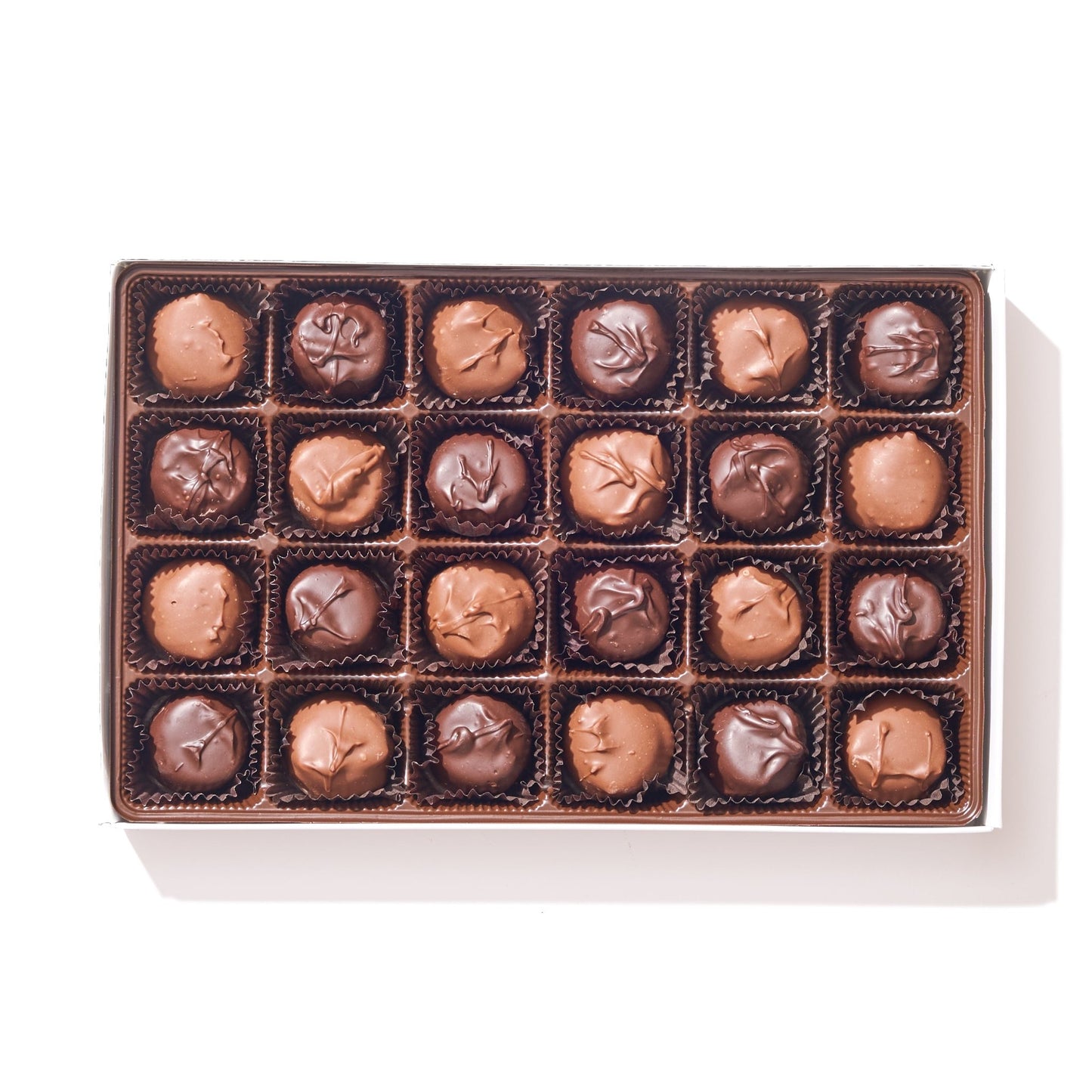 Milk and Dark Vanilla Buttercreams Gift Box – 24 Piece - Handmade Chocolate | Mueller Chocolate Co.