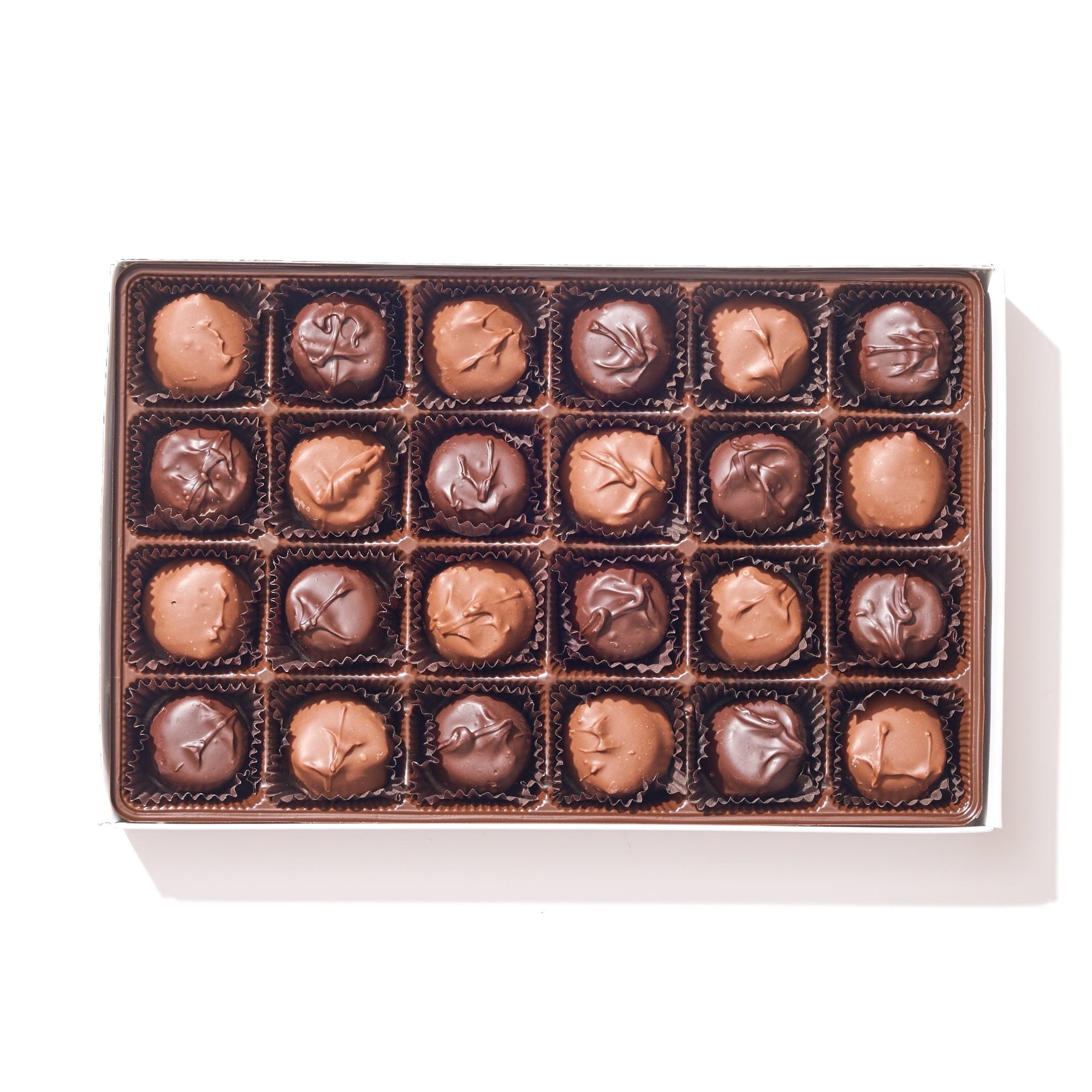 Milk and Dark Vanilla Buttercreams Gift Box – 24 Piece - Handmade Chocolate | Mueller Chocolate Co.