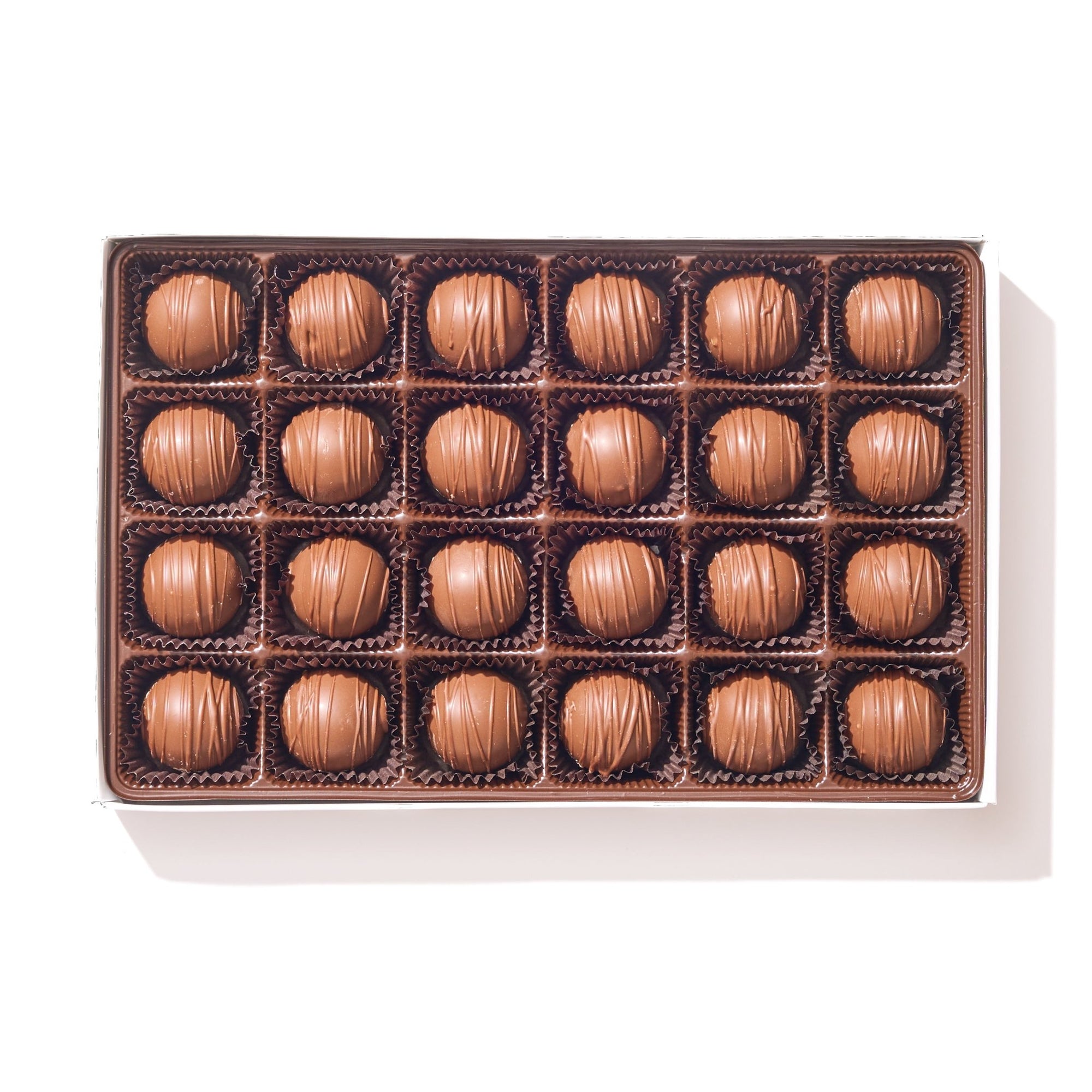 Milk Chocolate Champagne Truffle Gift Box – 24 Piece - Handmade Chocolate | Mueller Chocolate Co.