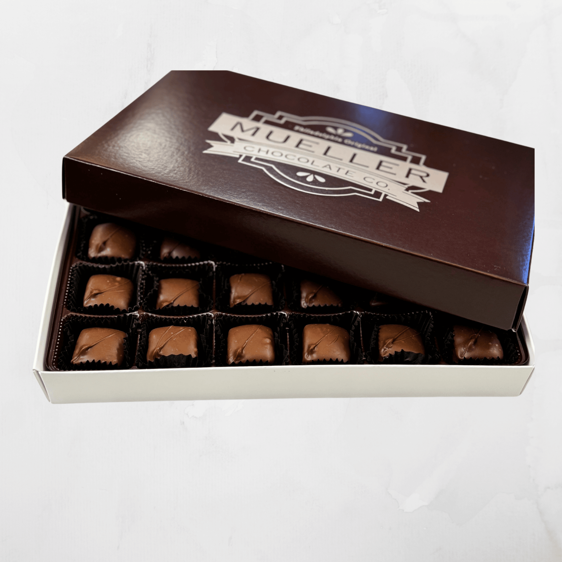 Milk Chocolate Covered Caramels Box 24pc - Handmade Chocolate | Mueller Chocolate Co.