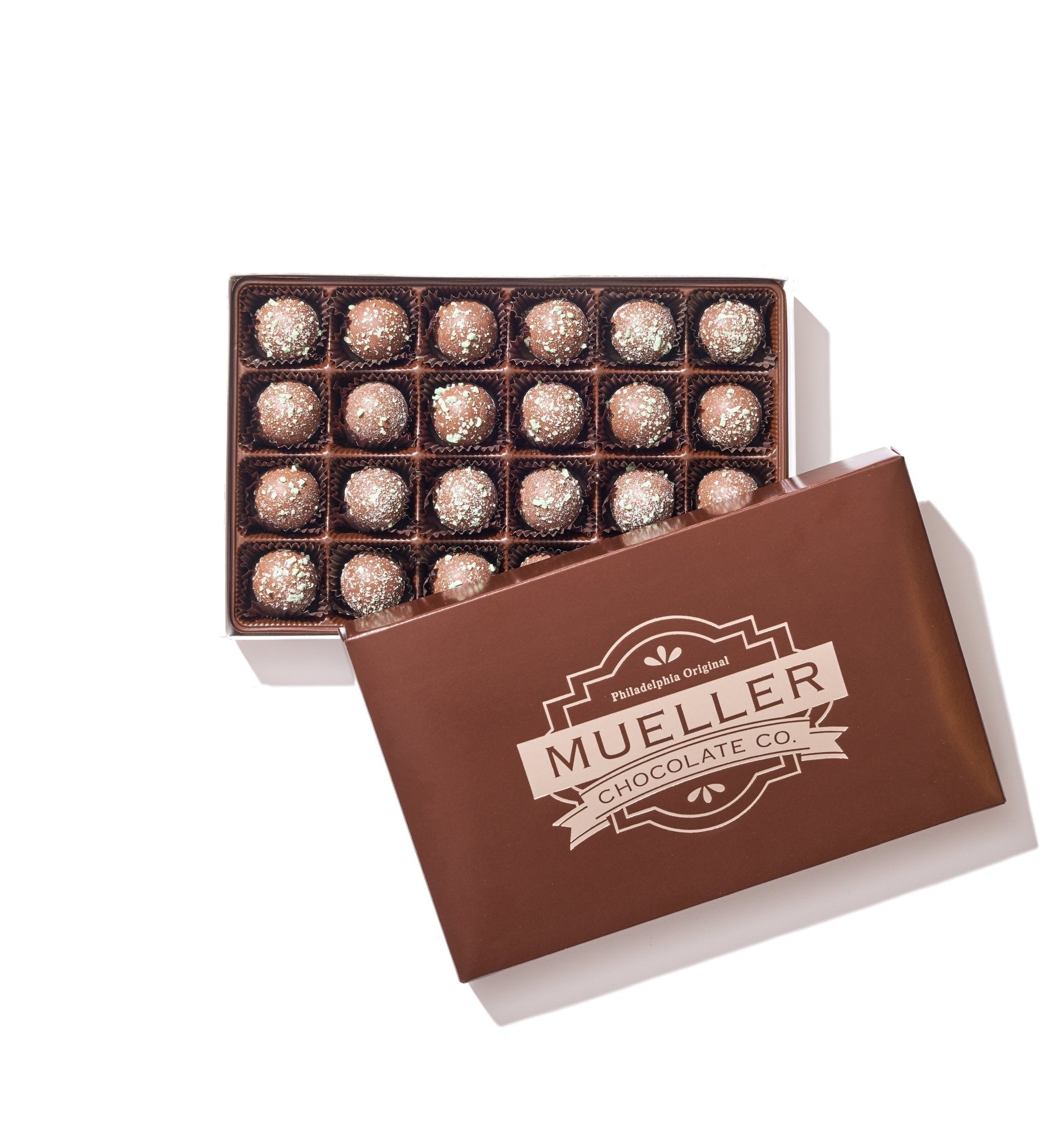 Milk Chocolate Mint Truffle Gift Box – 24 Piece - Handmade Chocolate | Mueller Chocolate Co.