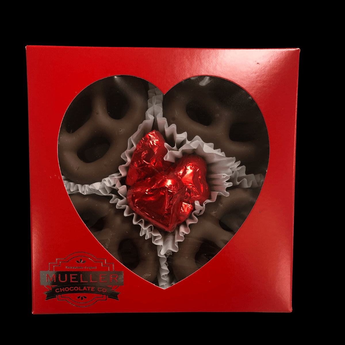Milk Chocolate Pretzel Heart Window Box - Handmade Gift Box | Mueller Chocolate Co.