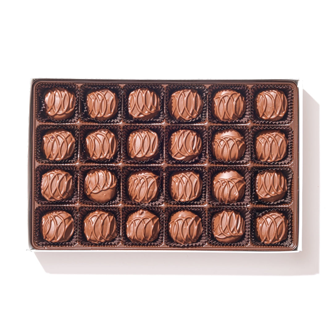 Milk Chocolate Raspberry Creams Gift Box – 24 Piece - Handmade | Mueller Chocolate Co.