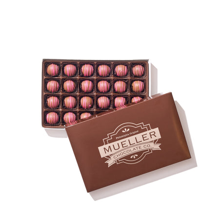 Milk Chocolate Raspberry Truffle Gift Box – 24 Piece - Handmade Chocolate | Mueller Chocolate Co.