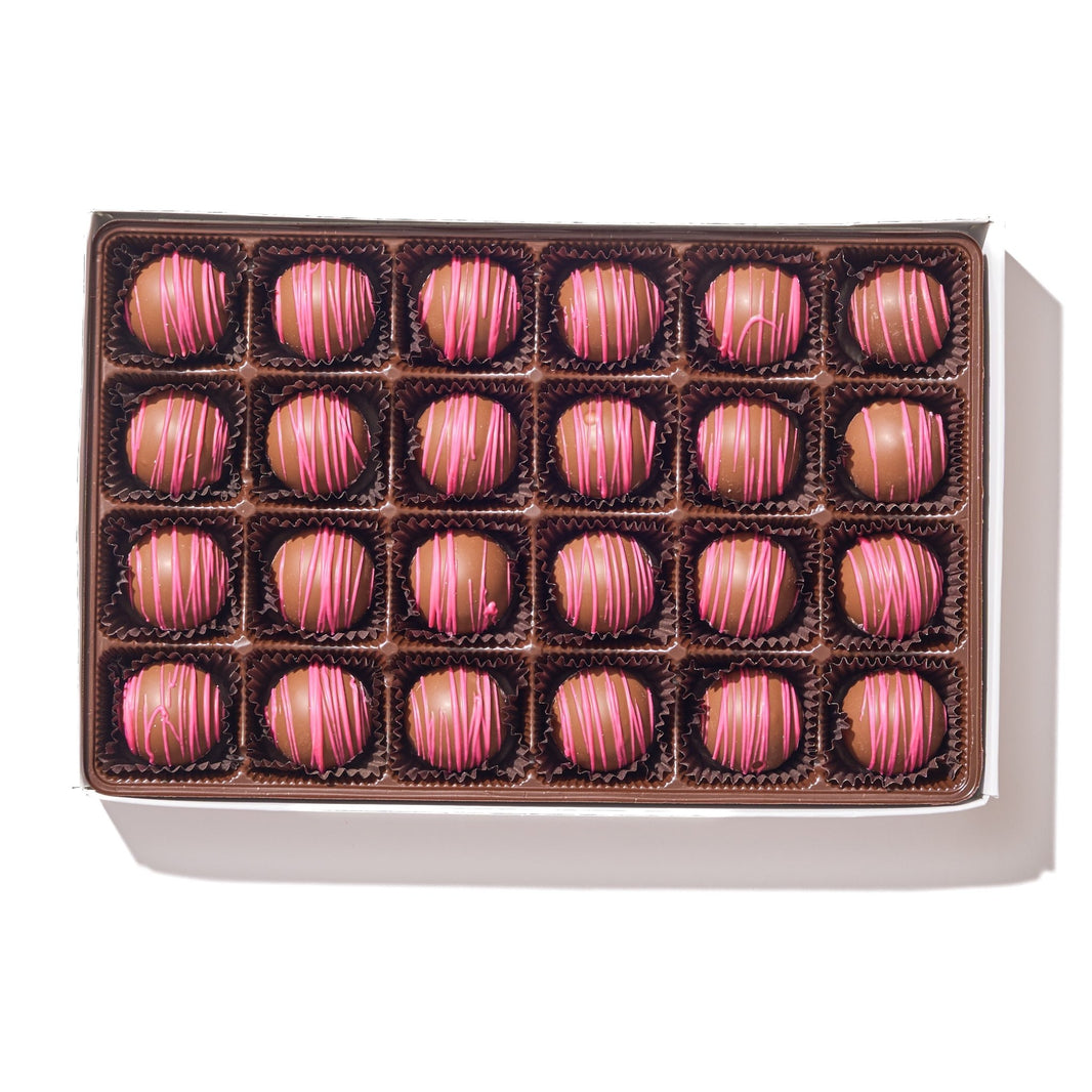 Milk Chocolate Raspberry Truffle Gift Box – 24 Piece - Handmade Chocolate | Mueller Chocolate Co.