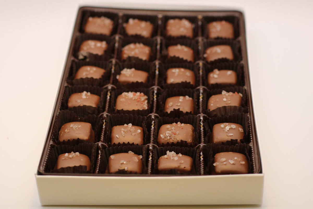 Milk Chocolate Sea Salt Caramel 24 Piece Box - Handmade Gift Box | Mueller Chocolate Co.