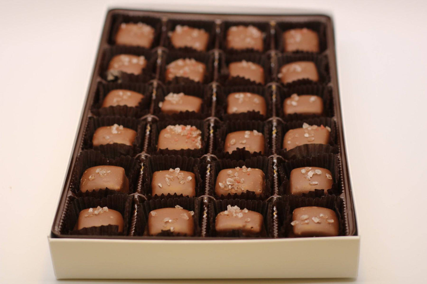 Milk Chocolate Sea Salt Caramel 24 Piece Box - Handmade Gift Box | Mueller Chocolate Co.