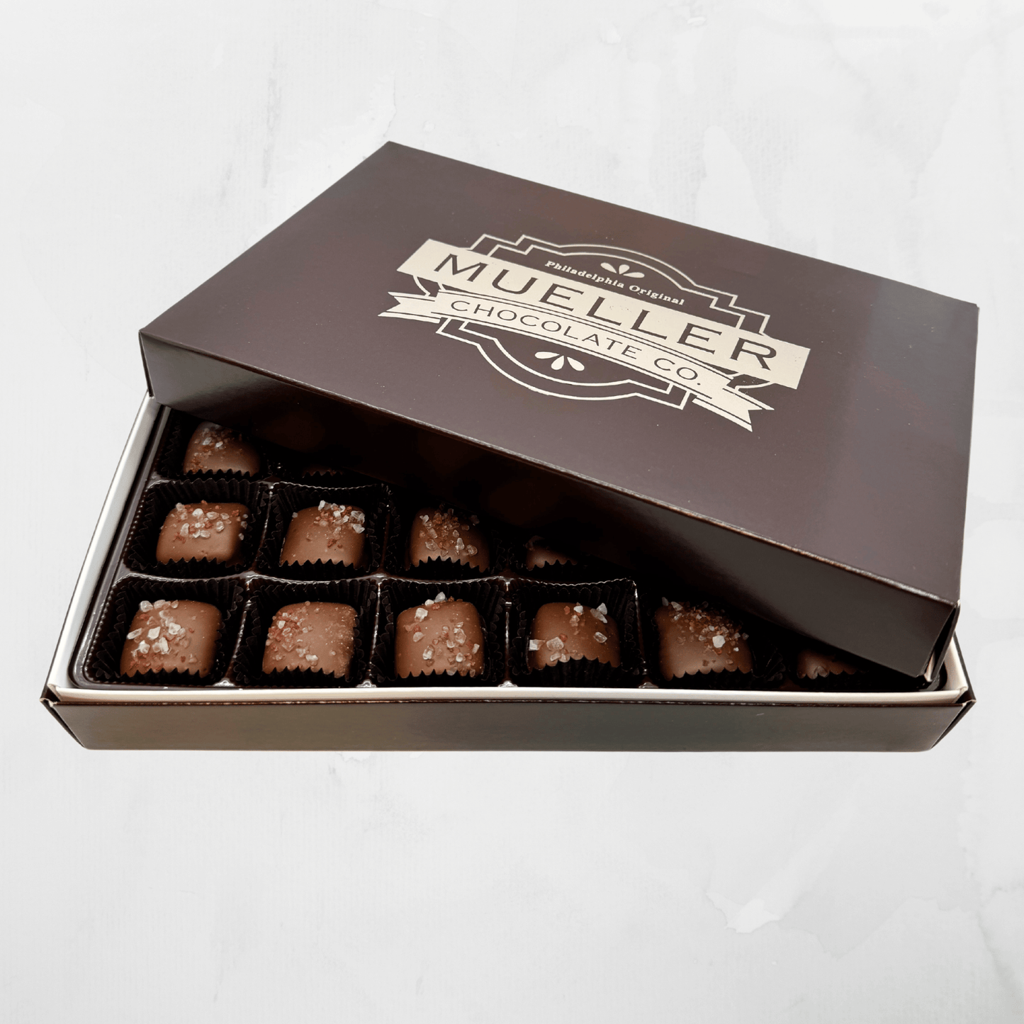 Milk Chocolate Sea Salt Caramel 24 Piece Box - Handmade Gift Box | Mueller Chocolate Co.