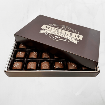 Milk Chocolate Sea Salt Caramel 24 Piece Box - Handmade Gift Box | Mueller Chocolate Co.