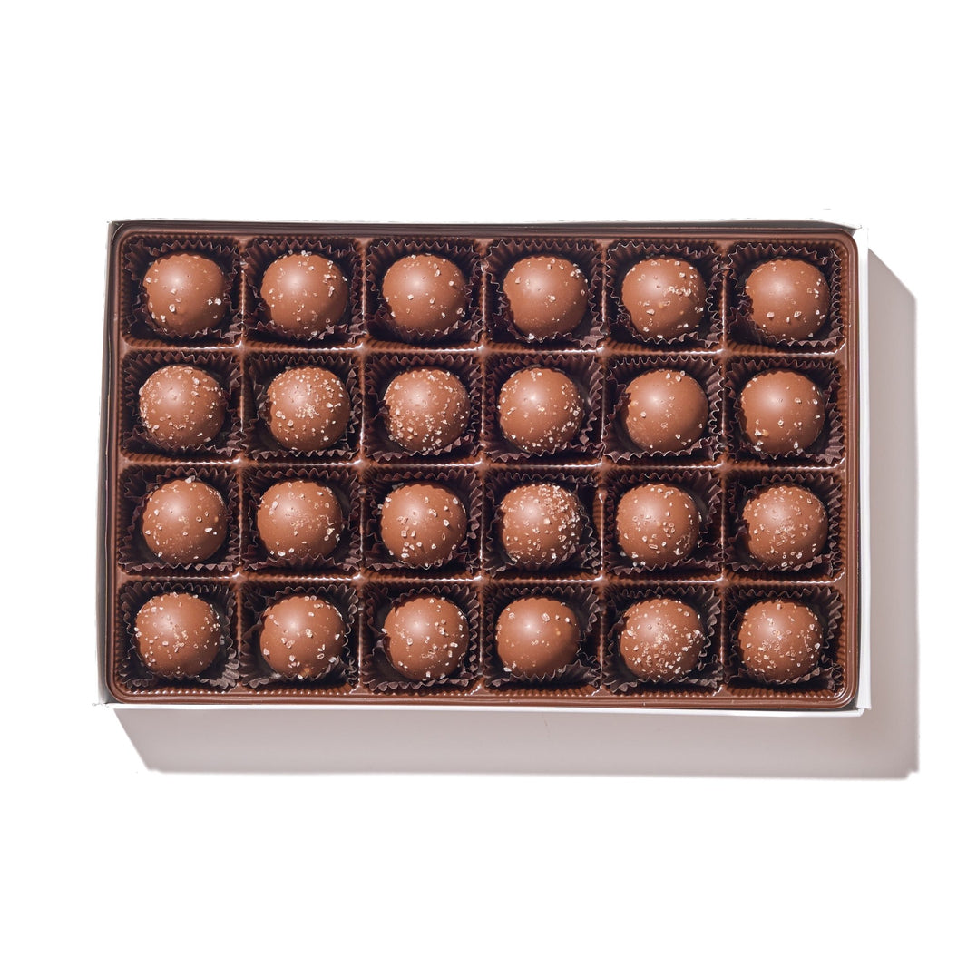 Milk Chocolate Sea Salt Caramel Truffle Gift Box – 24 Piece - Handmade Gift Box | Mueller Chocolate Co.