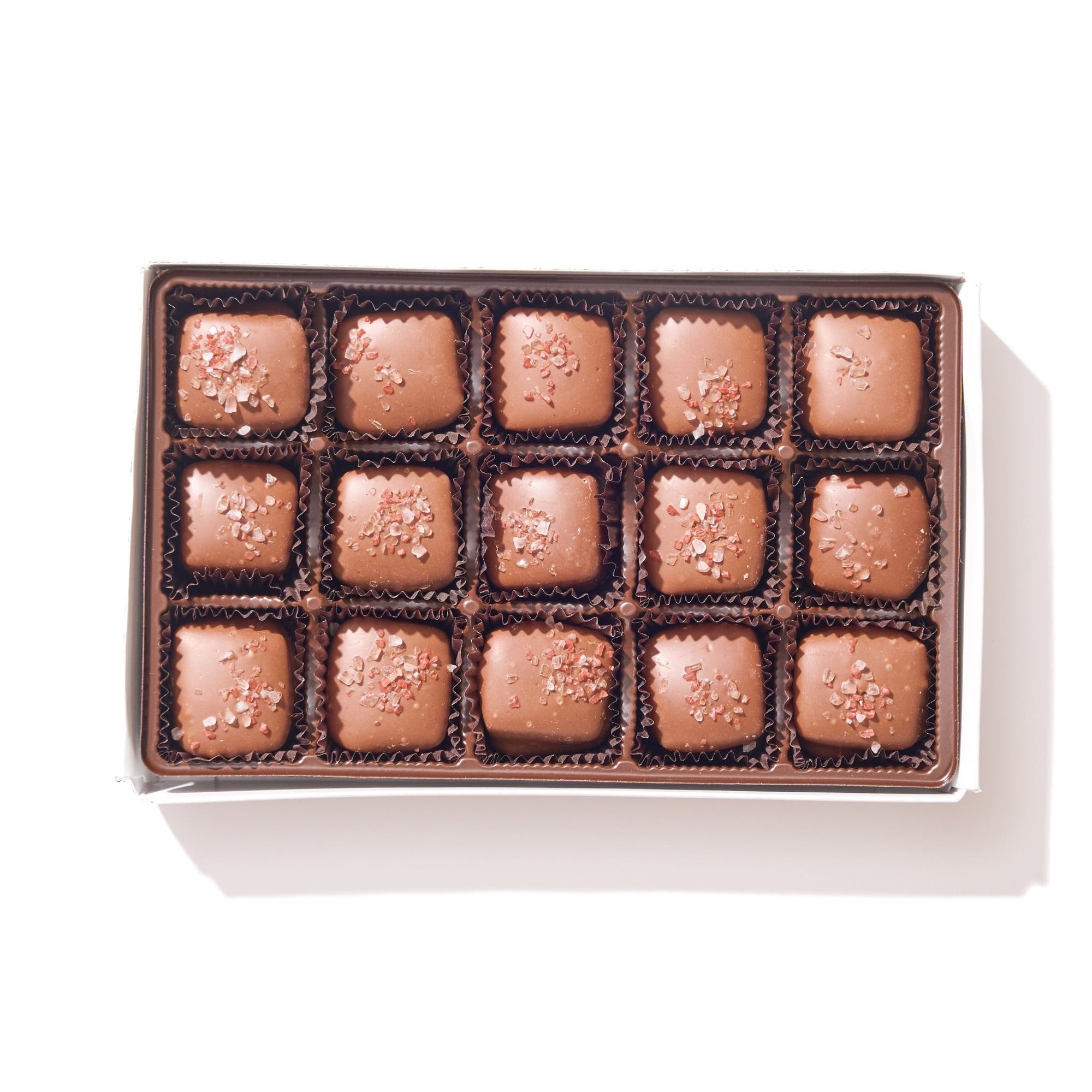 Milk Chocolate Sea Salt Caramels 15 Piece Box - Handmade Gift Box | Mueller Chocolate Co.
