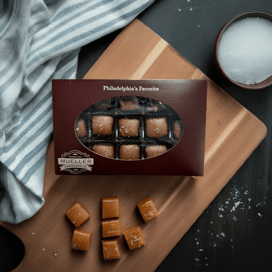 Milk Chocolate Sea Salt Caramels 15 Piece Box - Handmade Gift Box | Mueller Chocolate Co.