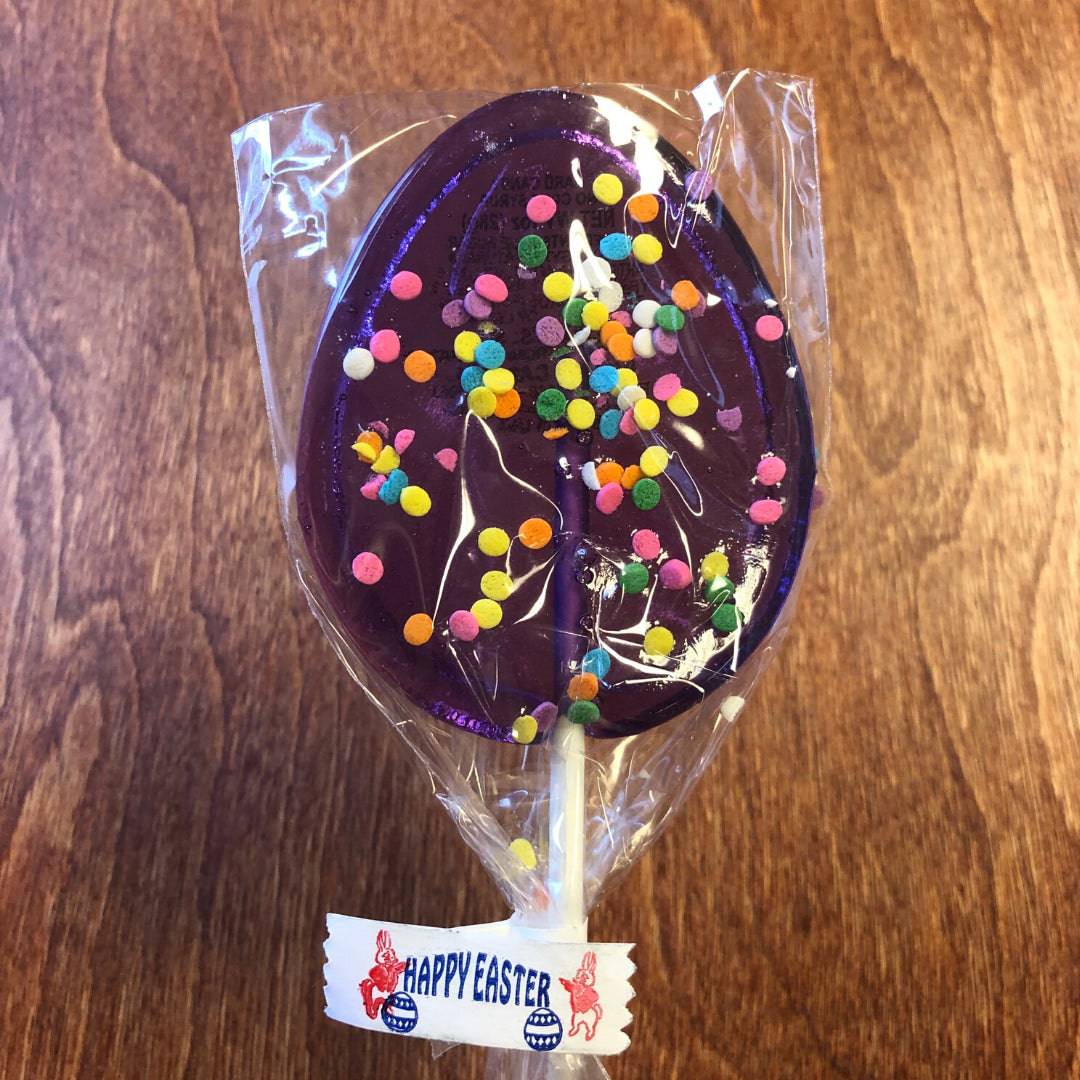 Purple Grape East Egg Shaped Lollipop - Handmade Candy | Mueller Chocolate Co.