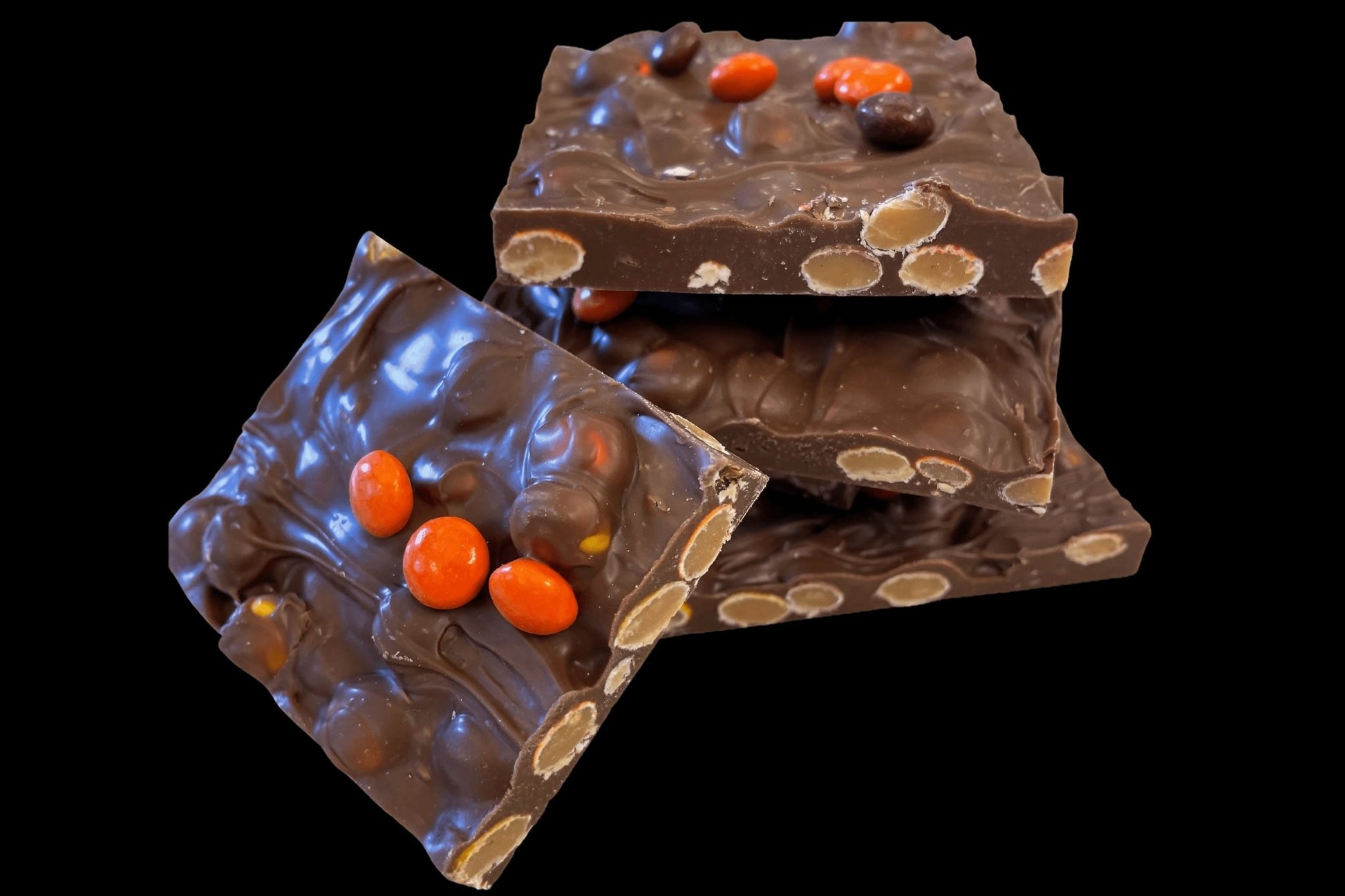 Reeses Pieces Bark - Handmade Chocolate | Mueller Chocolate Co.