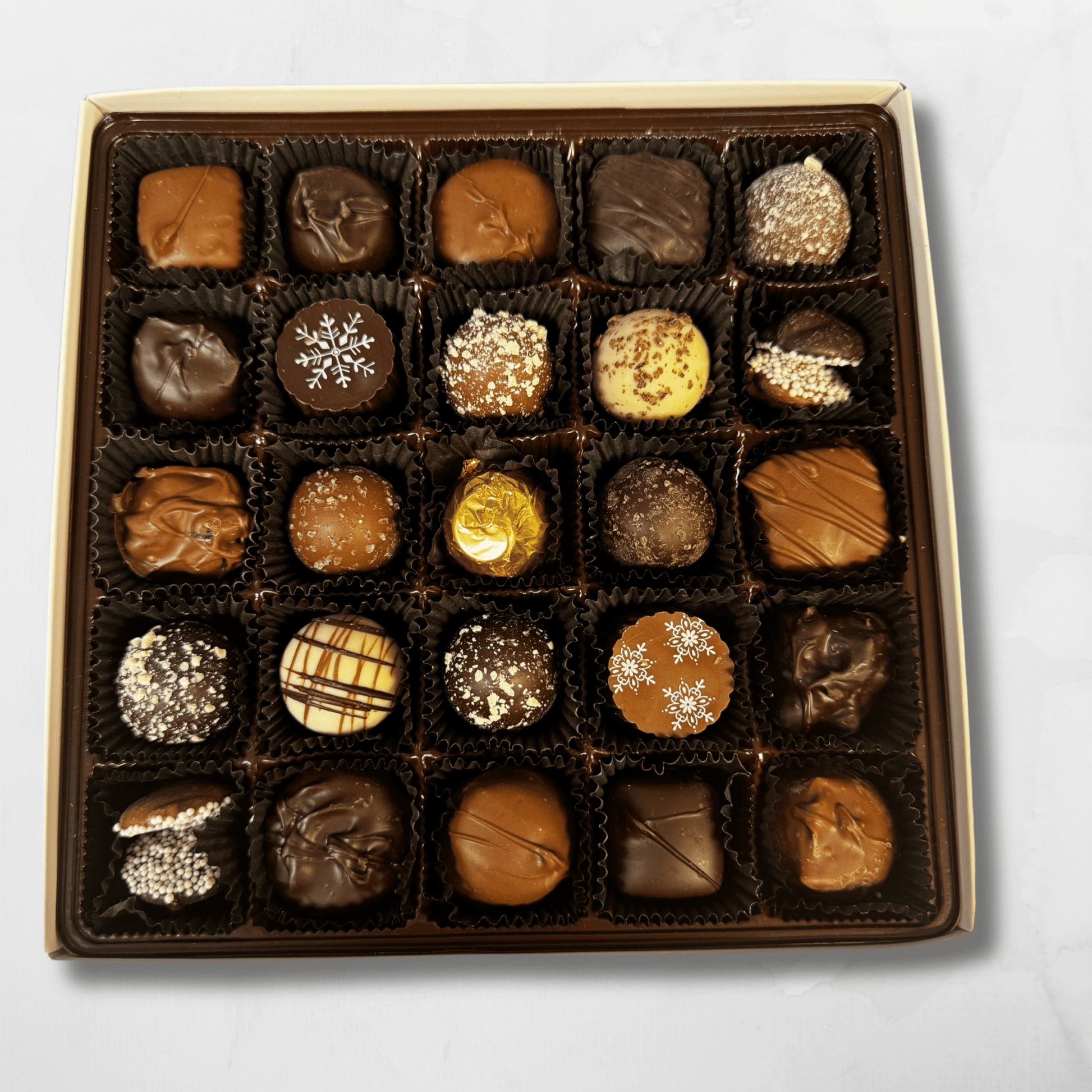 Season's Greetings Milk and Dark Chocolate Assortment Gift Box - Handmade | Mueller Chocolate Co.