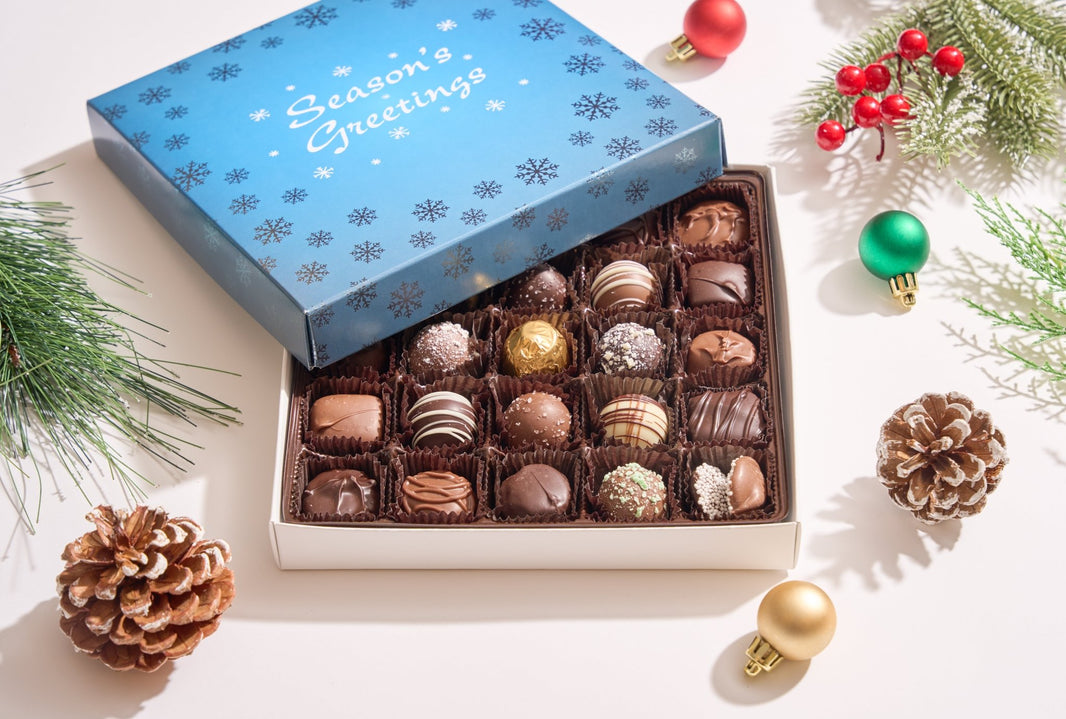 Season's Greetings Milk and Dark Chocolate Assortment Gift Box - Handmade | Mueller Chocolate Co.