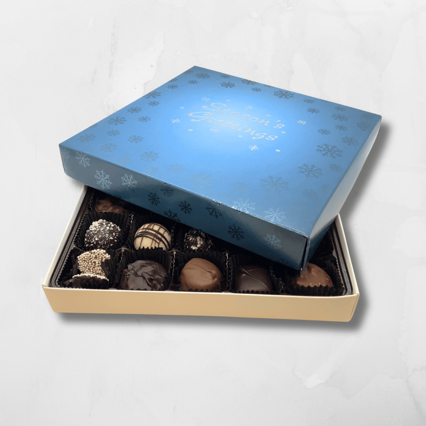 Season's Greetings Milk and Dark Chocolate Assortment Gift Box - Handmade | Mueller Chocolate Co.