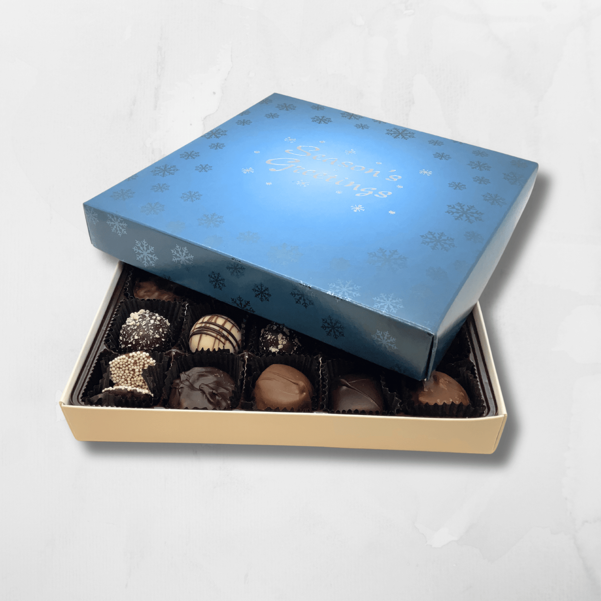 Season's Greetings Milk and Dark Chocolate Assortment Gift Box - Handmade | Mueller Chocolate Co.