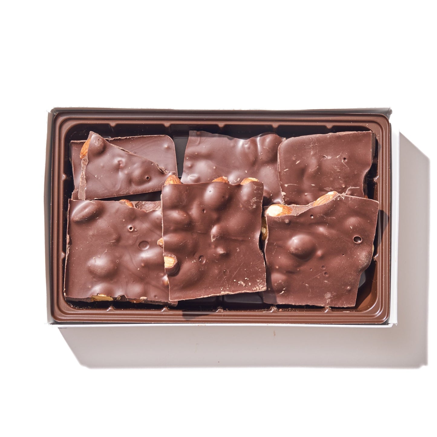 Sugar Free Dark Chocolate Almond Bark – ½ lb Gift Box - Handmade Chocolate | Mueller Chocolate Co.