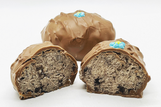 Cookies and Cream Easter Eggs - Milk chocolate with real cookie crumbles.